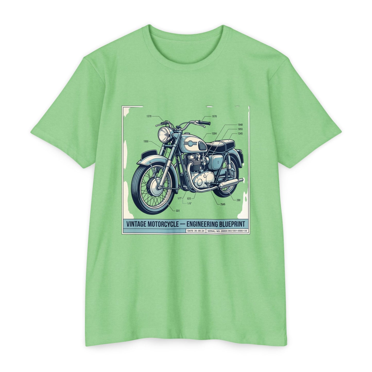 Vintage Motorcycle Blueprint T-Shirt — Classic Engineering Bike Tee