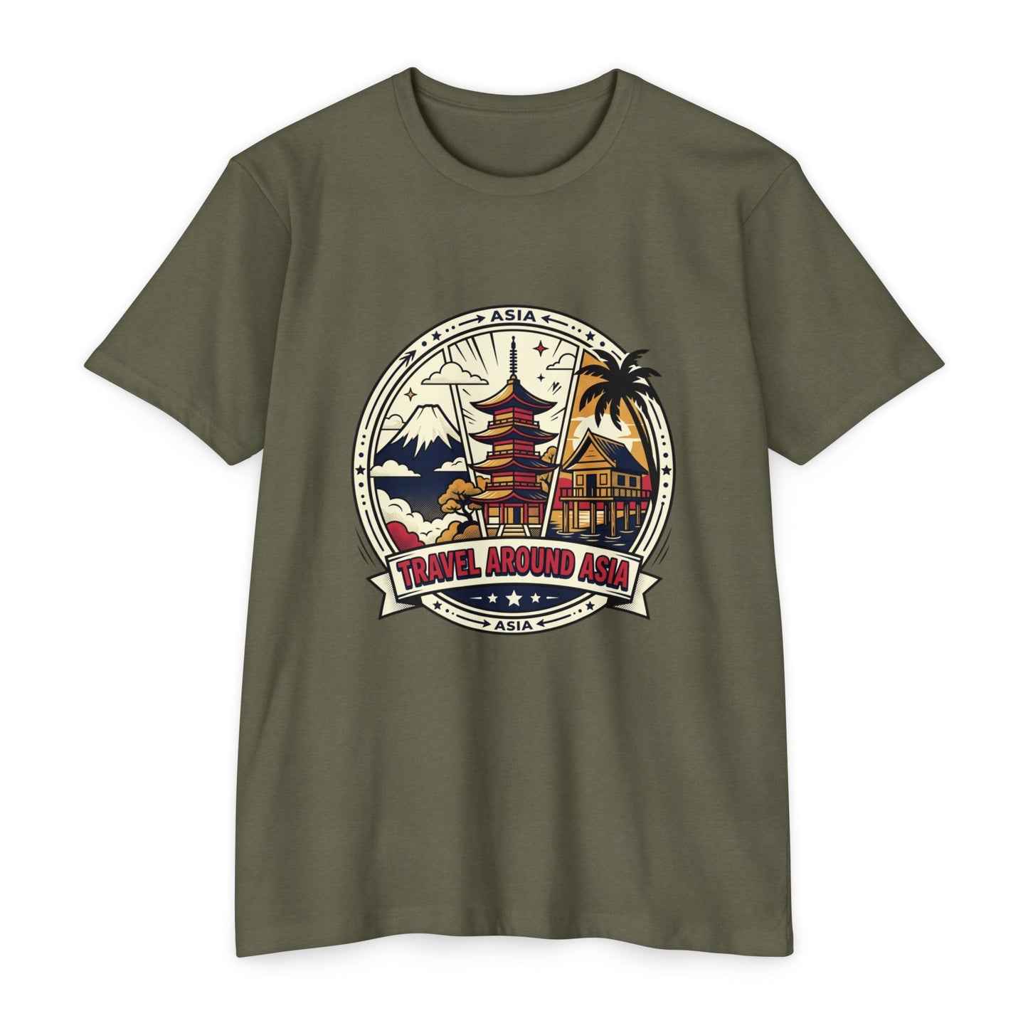 Travel Around Asia Vintage Globe Adventure T-Shirt