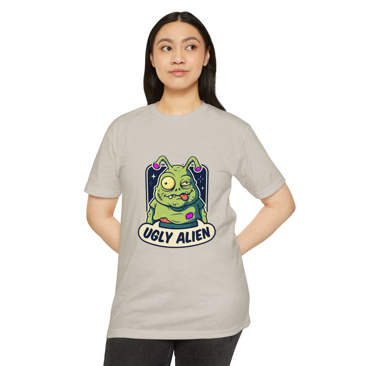 Funny Cute Green Alien T-Shirt — "Ugly Alien" Graphic Tee