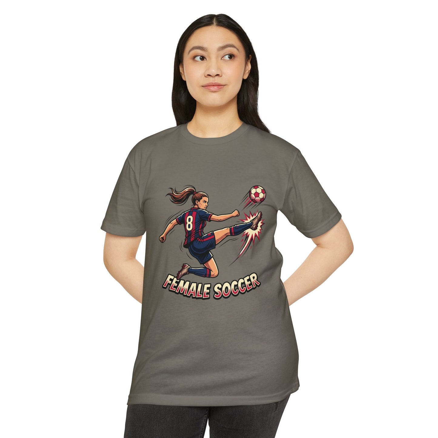 Female Soccer Player Graphic T-Shirt – Women’s Soccer Tee