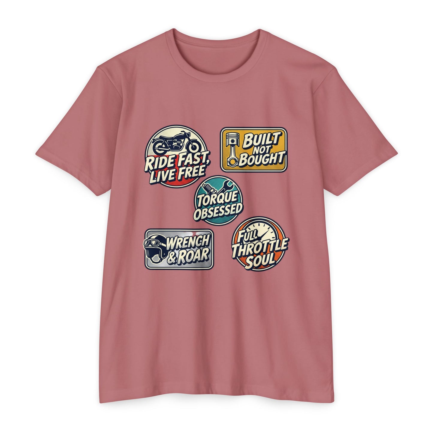 Built Not Bought Vintage Motorcycle Badge T-Shirt