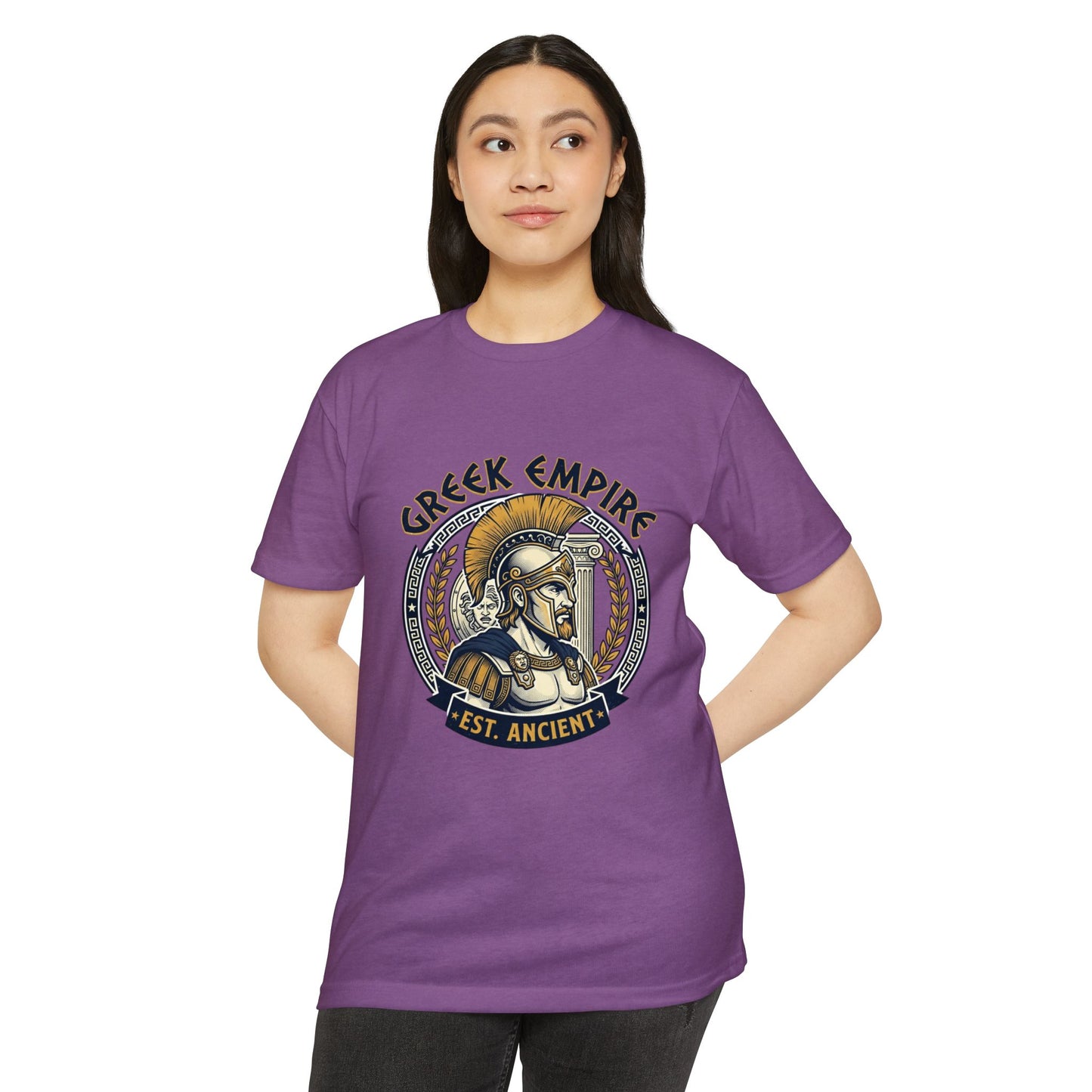 Greek Empire T-Shirt – 'Est. Ancient' Spartan Helmet Graphic