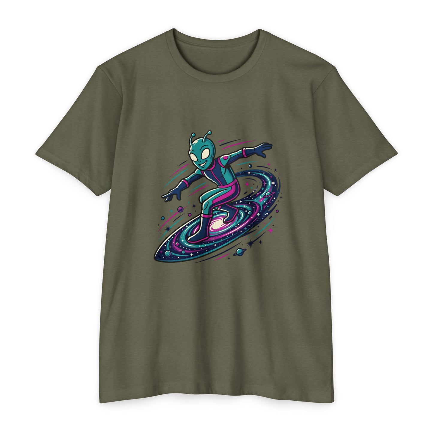 Alien Surfer Retro Space Skate T-Shirt