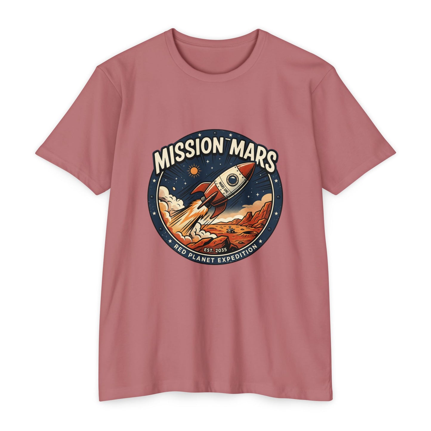 Mission Mars Rocket T‑Shirt — Retro Red Planet Expedition Tee
