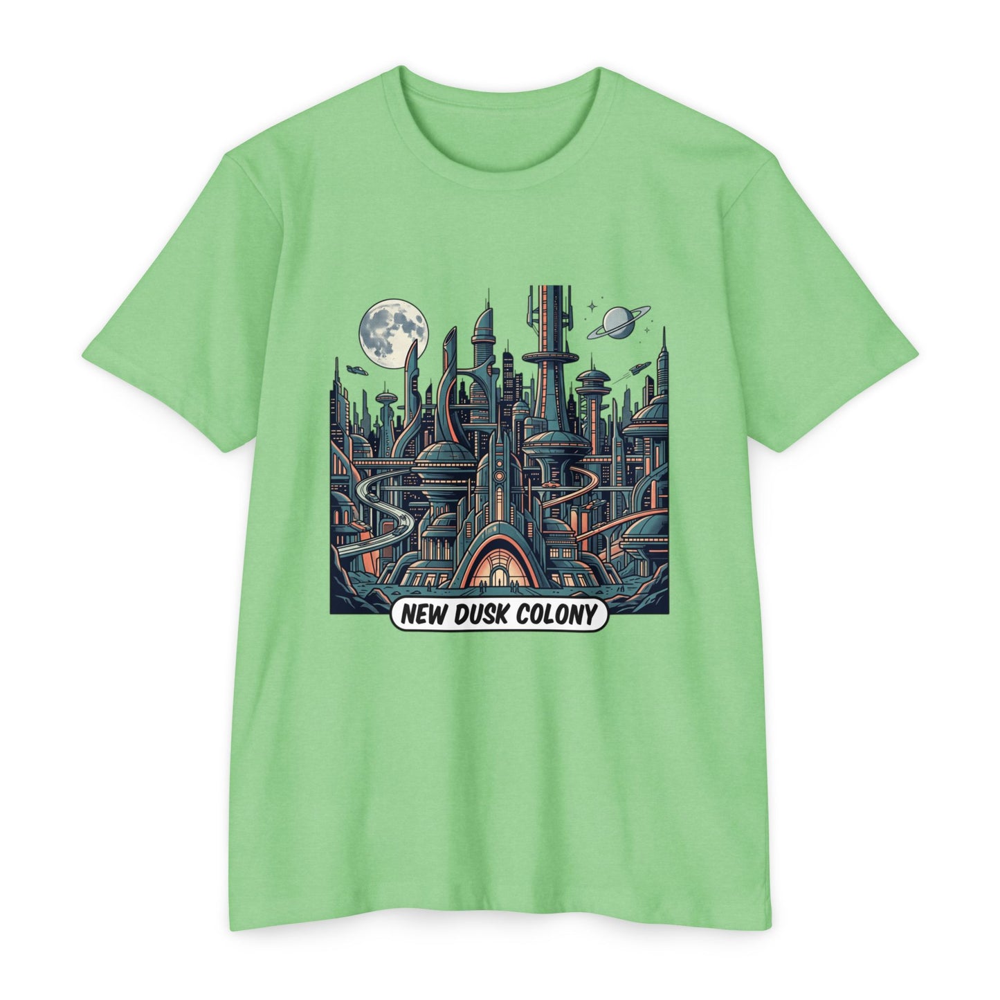 Retro Futuristic Cityscape T-Shirt — New Dusk Colony Tee