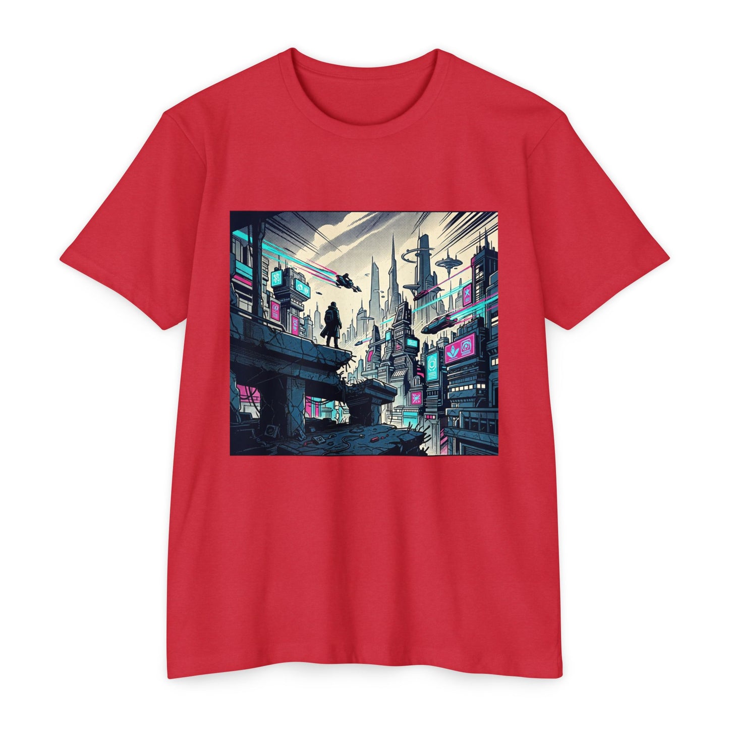 Cyberpunk Cityscape T-Shirt — Neon Futuristic Streetwear