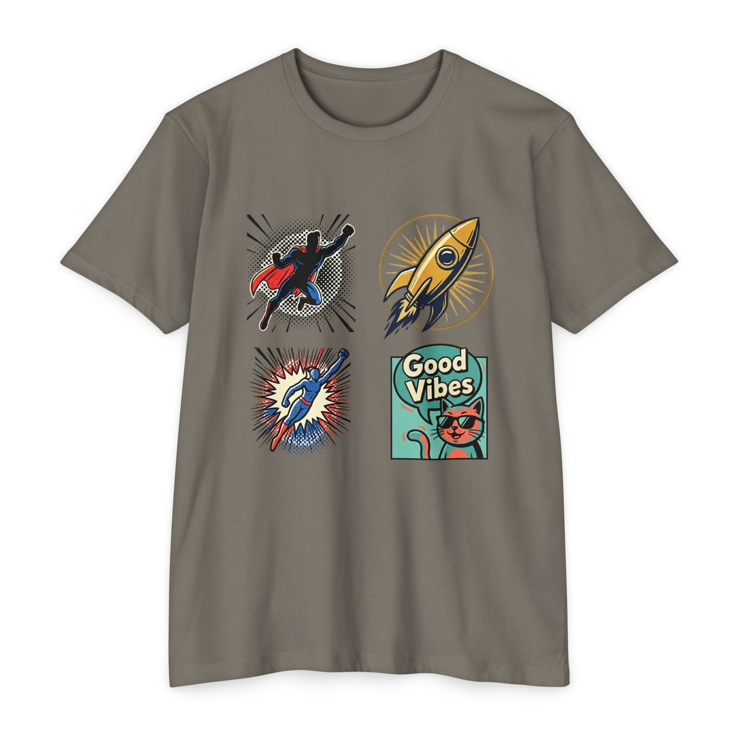 Good Vibes Rocket Retro Comic Patch T-Shirt