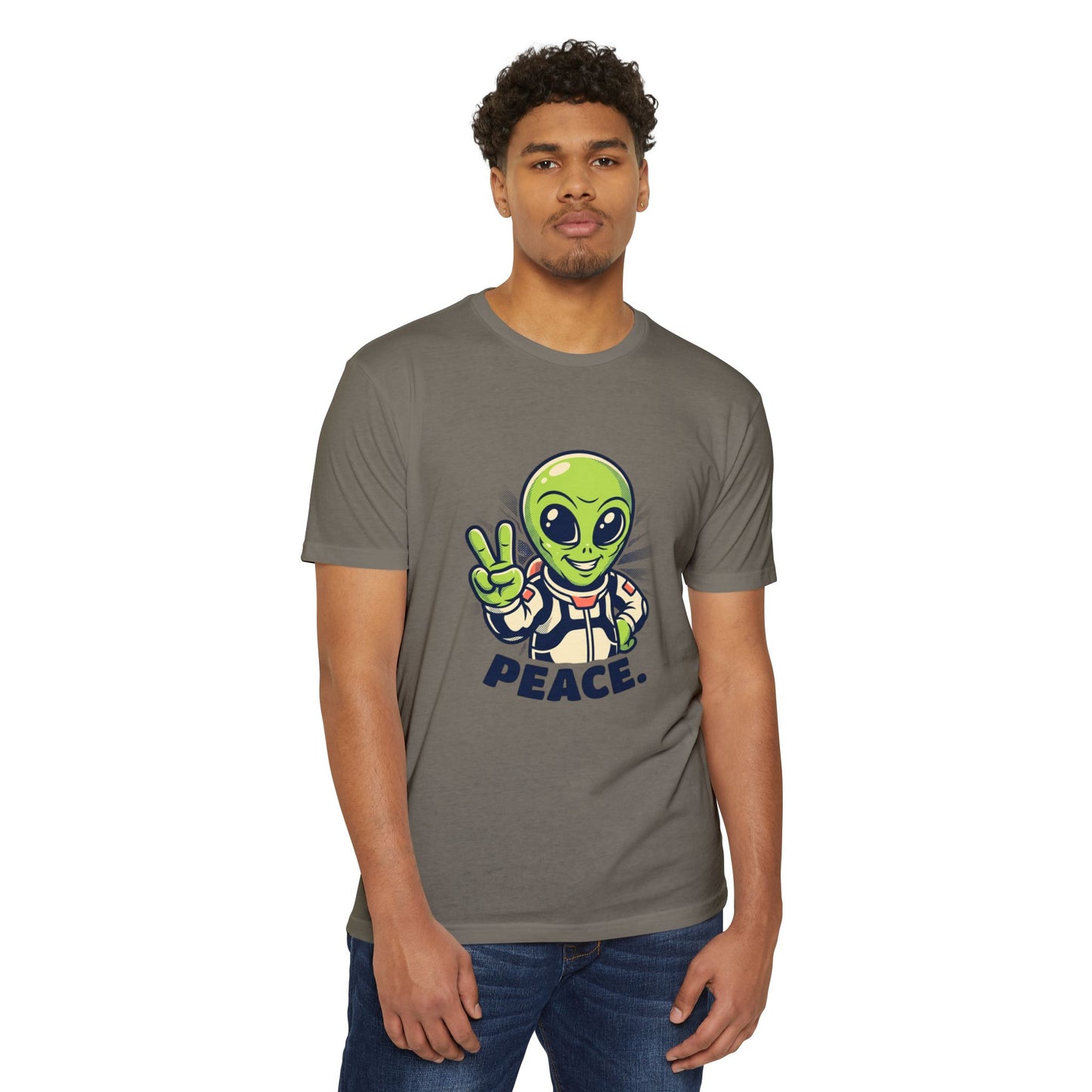 Alien Peace T-Shirt — Cute Green Astronaut Giving Peace Sign