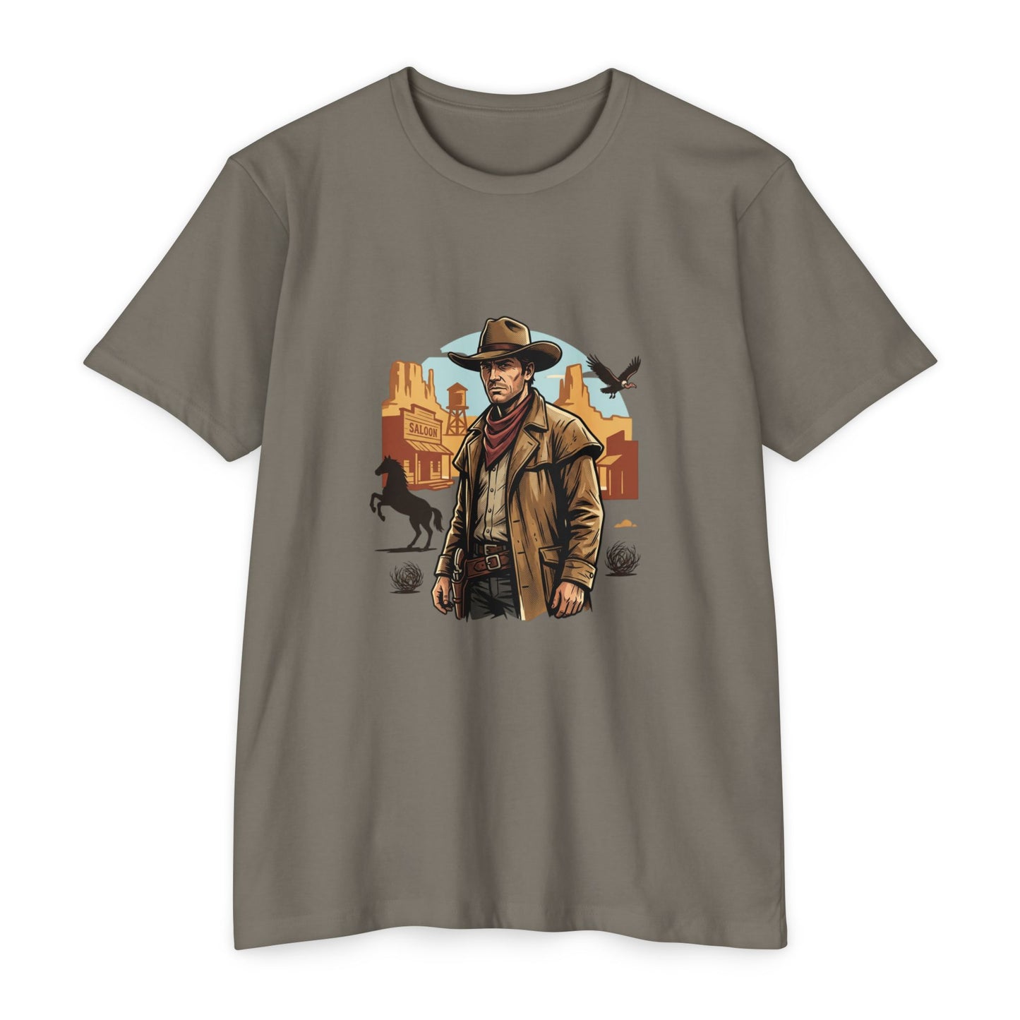 Western Cowboy Graphic T-Shirt — Desert Outlaw Illustration