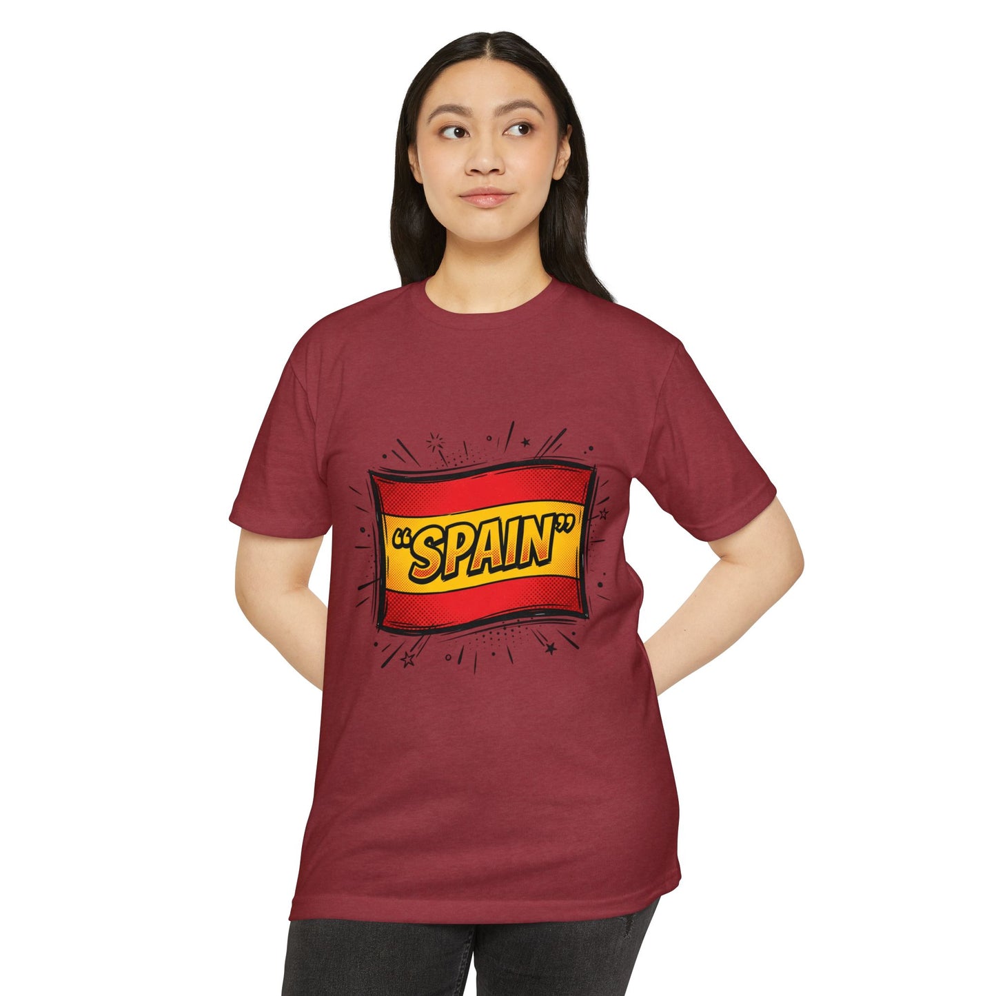 Spain Retro Comic Flag T-Shirt — 'SPAIN' Graphic Tee