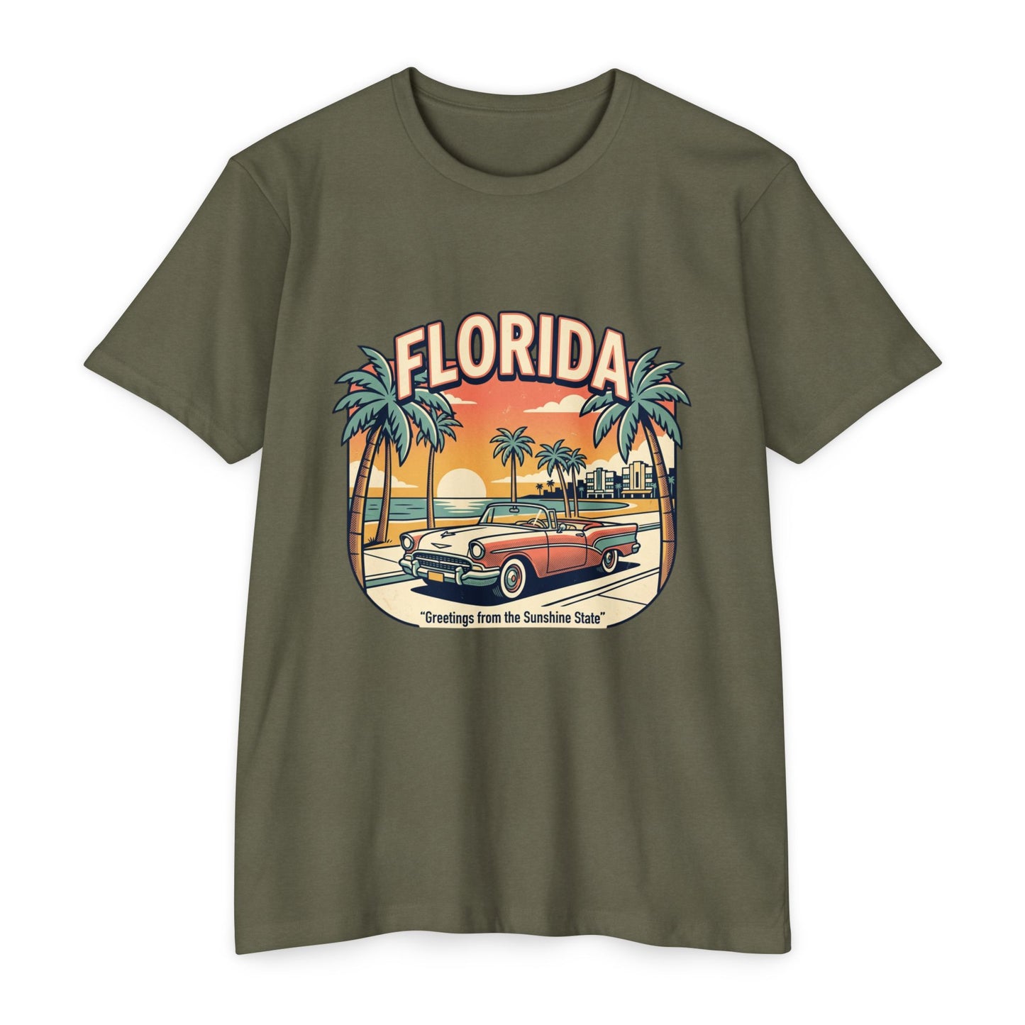 Florida Vintage Sunset T-Shirt — "Greetings from the Sunshine State"
