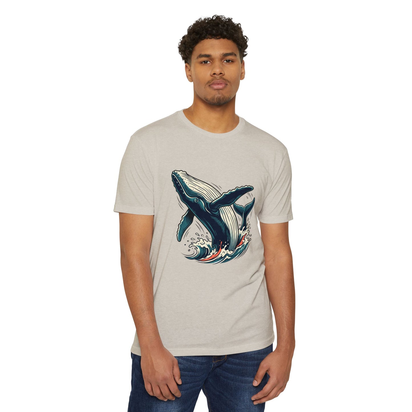 Whale Wave Graphic T-Shirt — Ocean Humpback Illustration Tee
