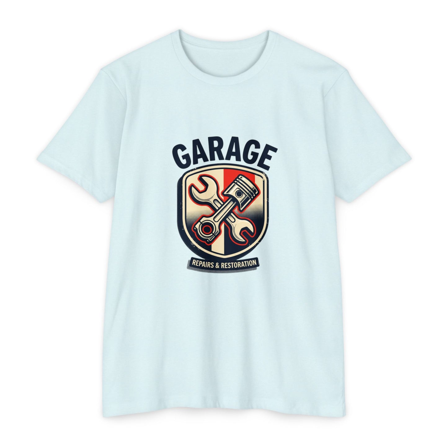 Garage Repairs & Restoration T-Shirt — Mechanic Tools Crest Tee