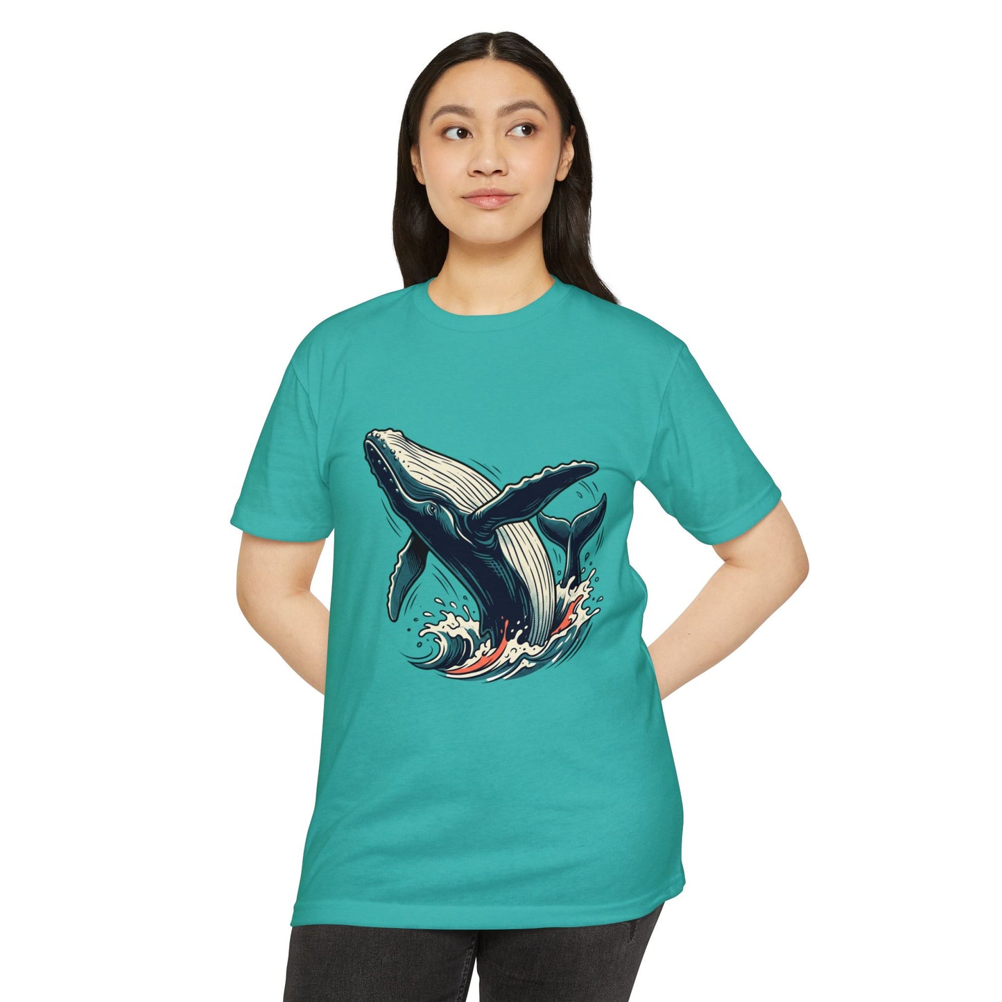 Whale Wave Graphic T-Shirt — Ocean Humpback Illustration Tee