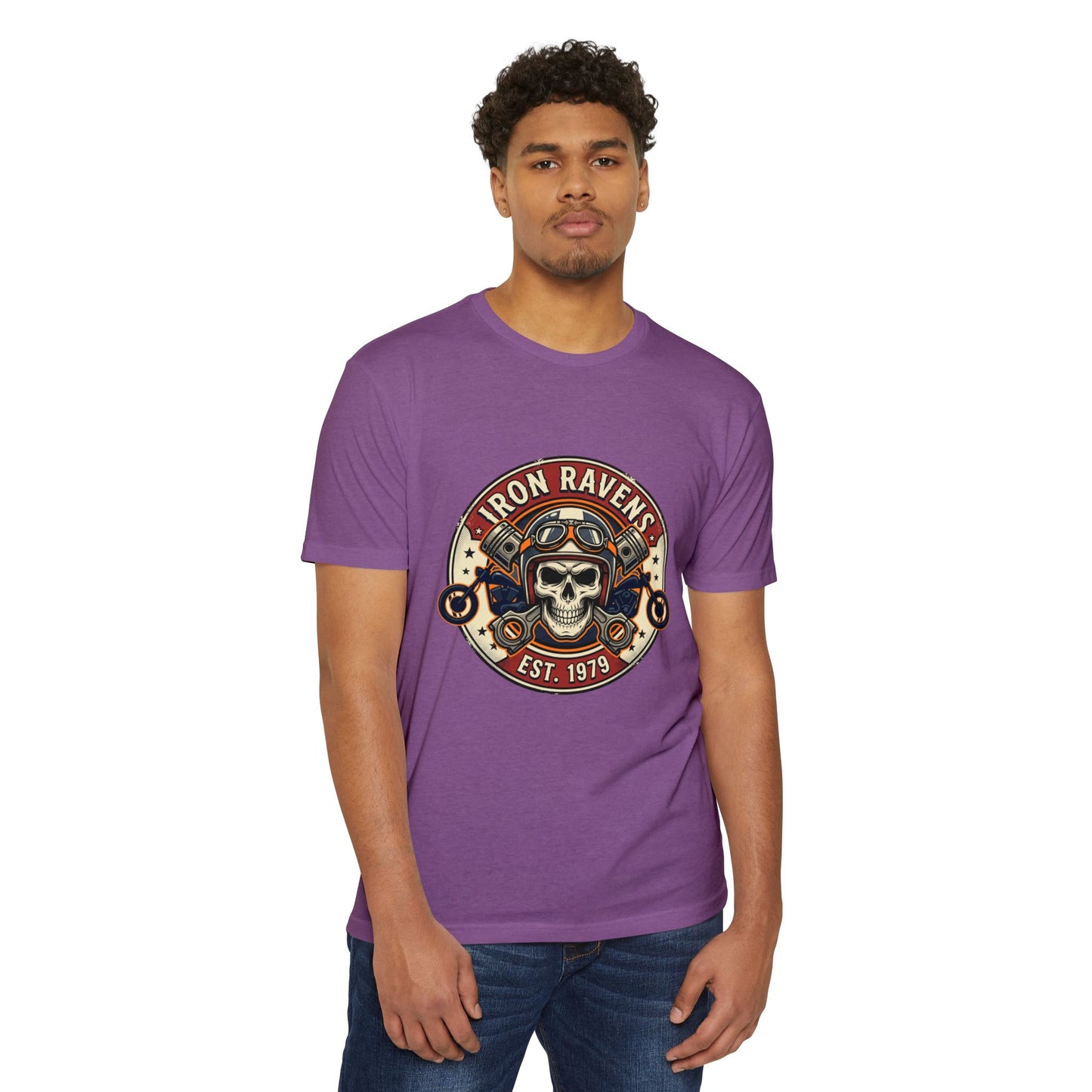 Iron Ravens Skull Motorcycle T-Shirt — Vintage Biker Graphic Tee (Est. 1979)