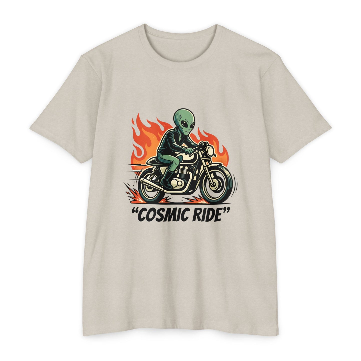 Cosmic Ride Alien Motorcycle T‑Shirt — Retro Biker Tee