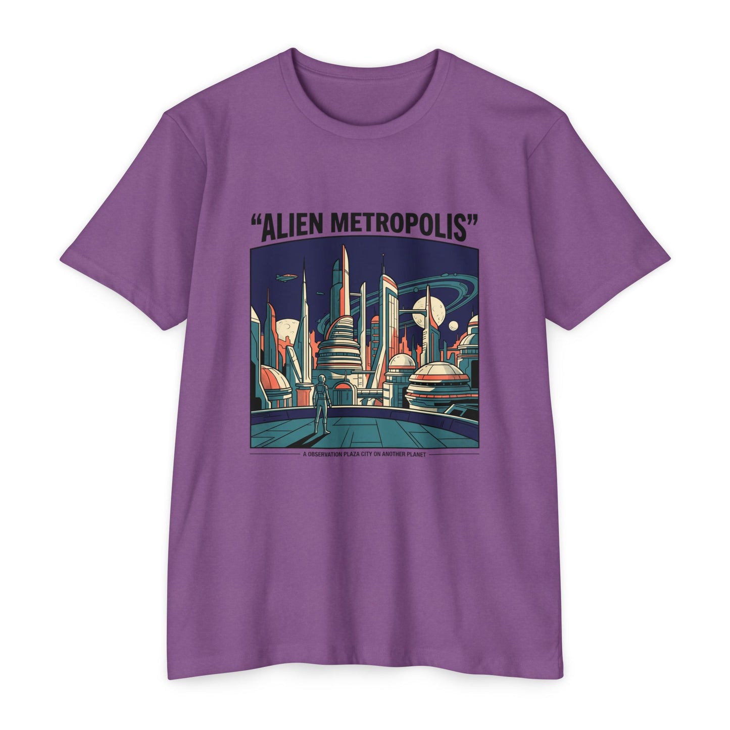 Alien Metropolis Retro Futuristic Sci‑Fi City T-Shirt