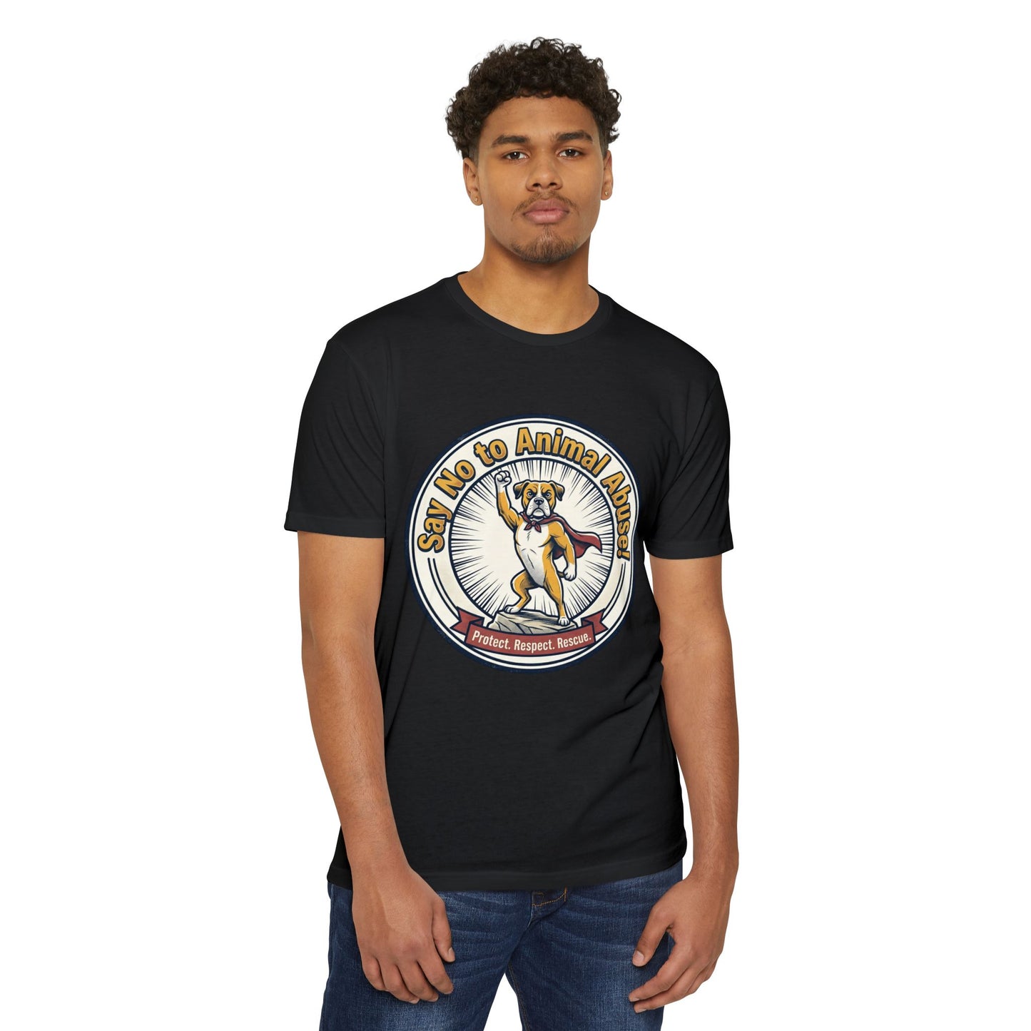 Say No to Animal Abuse T-Shirt – Protect, Respect, Rescue Animal Rights Tee