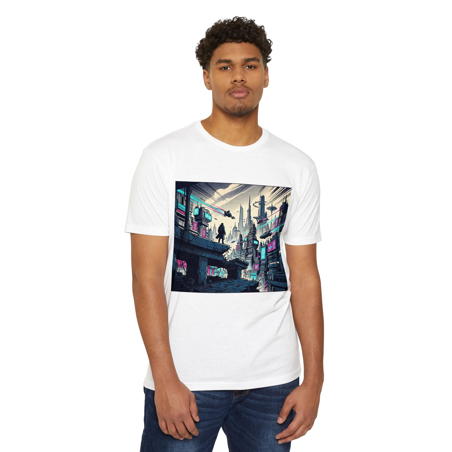 Cyberpunk Cityscape T-Shirt — Neon Futuristic Streetwear