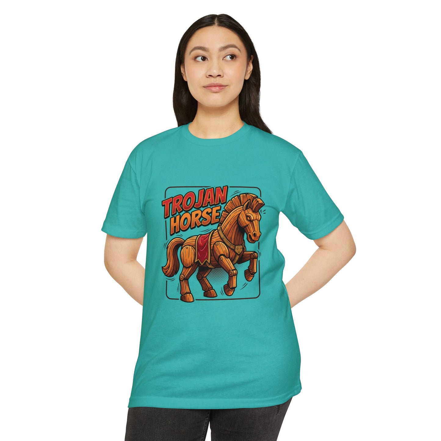 Trojan Horse Graphic Tee - Vintage Wooden Horse Illustration T-Shirt