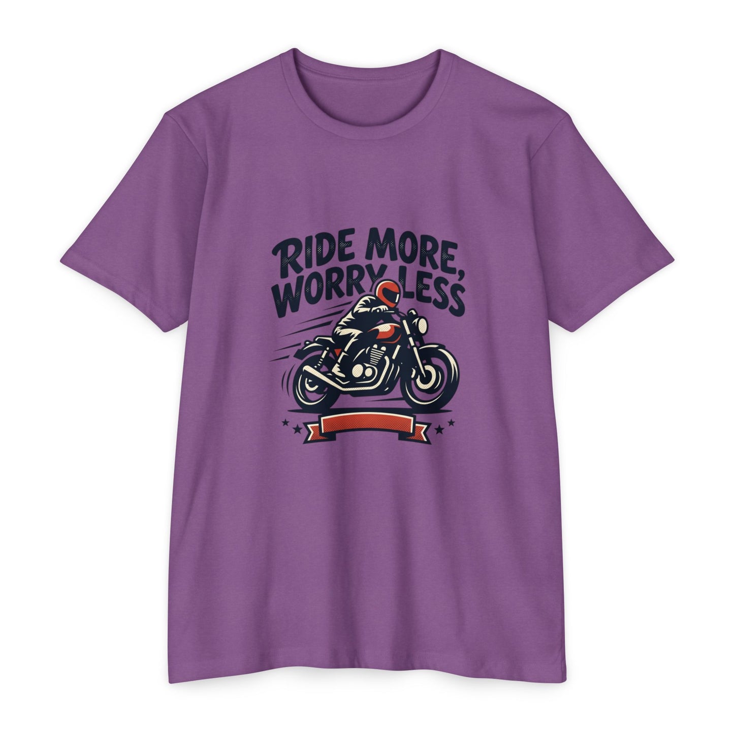 Ride More Worry Less Motorcycle T-Shirt — Biker Tee for Riders & Enthusiasts