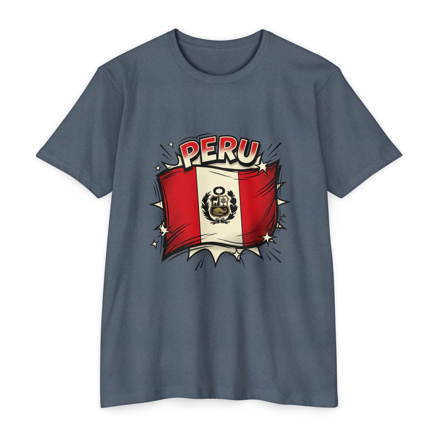 Peru Flag Retro Crest T-Shirt