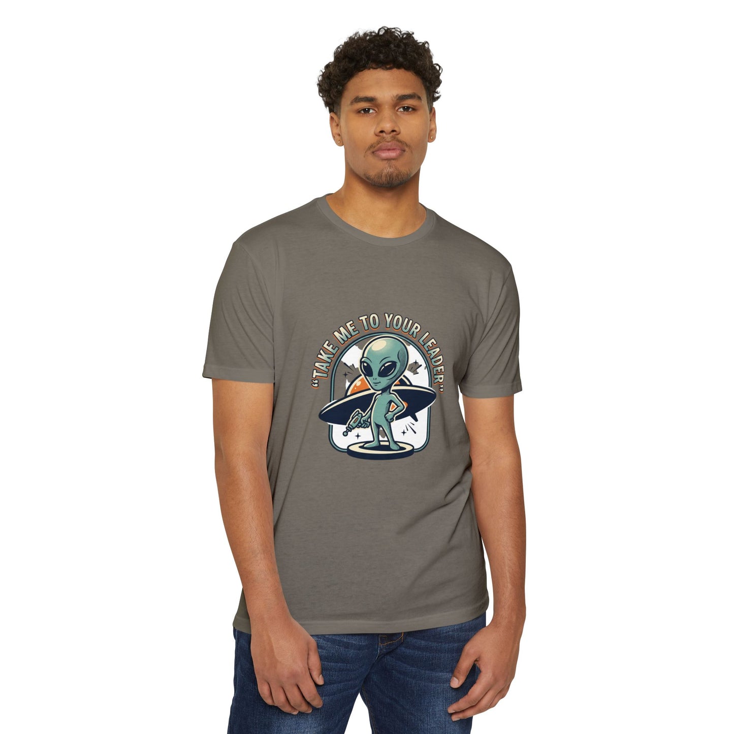 Alien Surfer T-Shirt — "Take Me to Your Leader" Graphic Tee