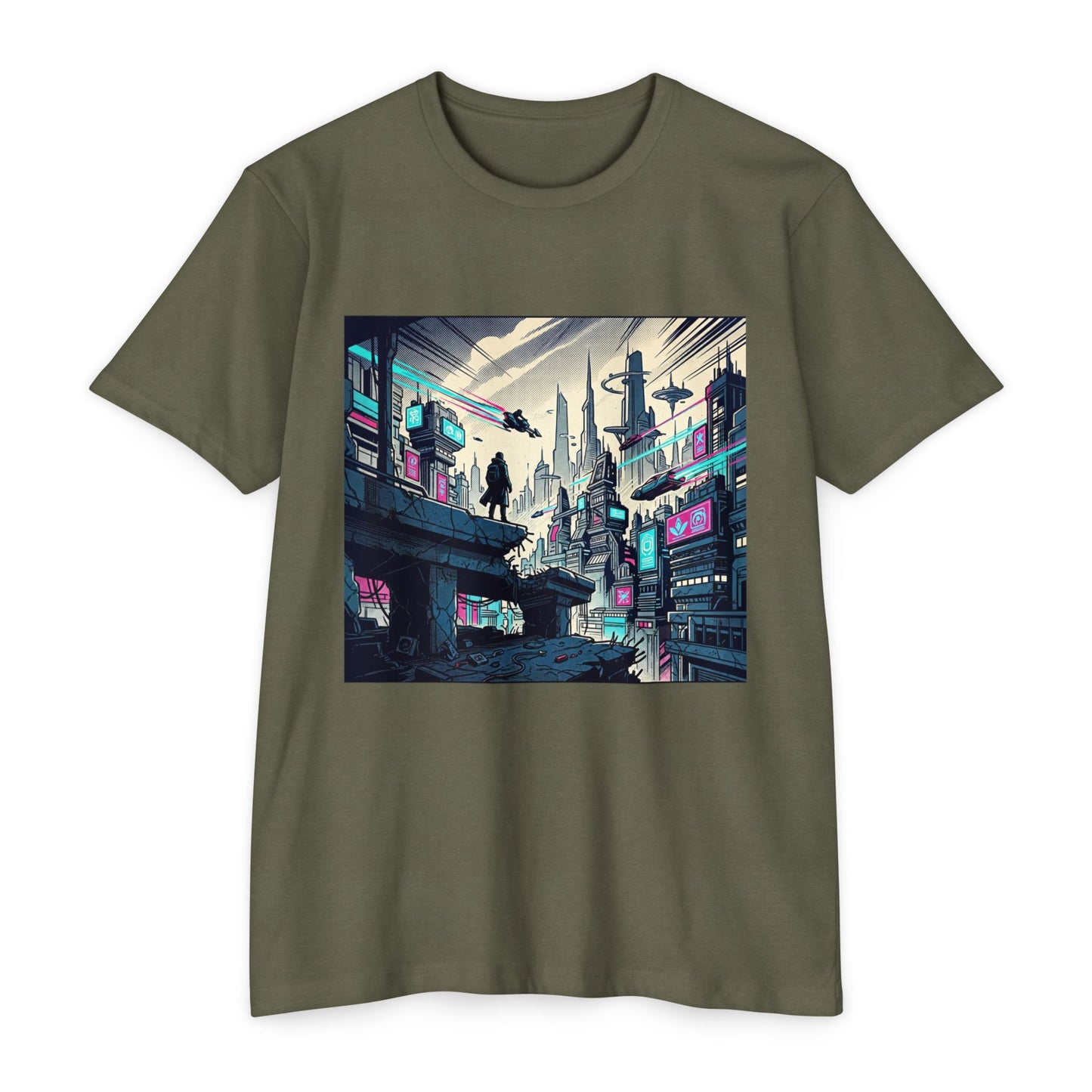 Cyberpunk Cityscape T-Shirt — Neon Futuristic Streetwear