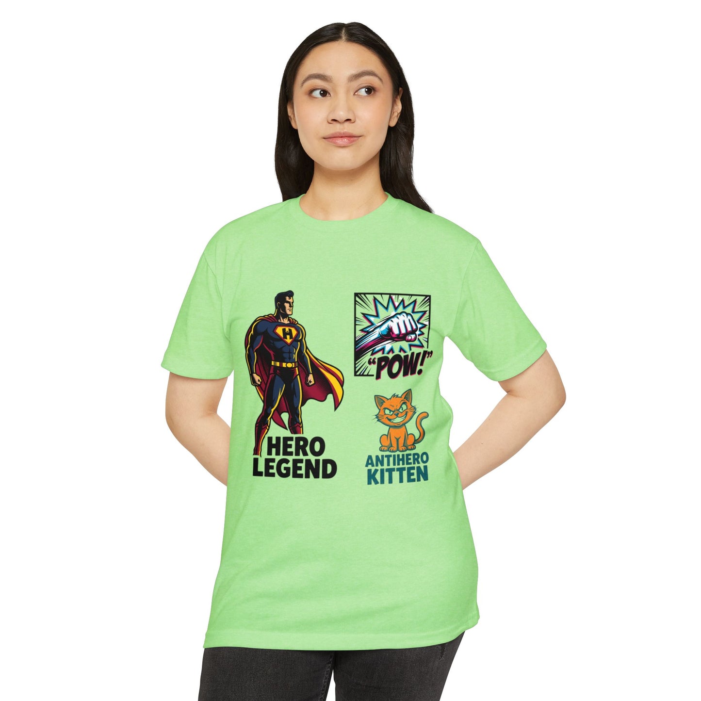 Hero Legend vs Antihero Kitten T-Shirt — Funny Comic Superhero Tee