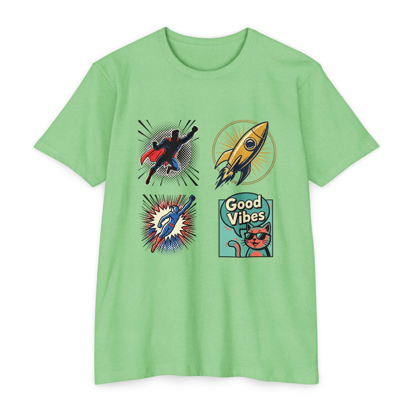 Good Vibes Rocket Retro Comic Patch T-Shirt