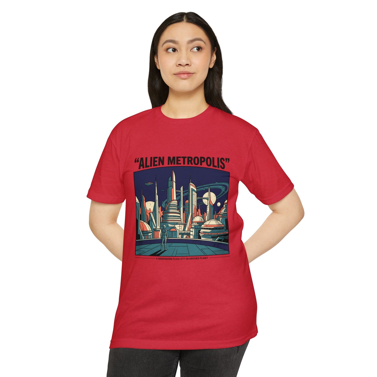 Alien Metropolis Retro Futuristic Sci‑Fi City T-Shirt