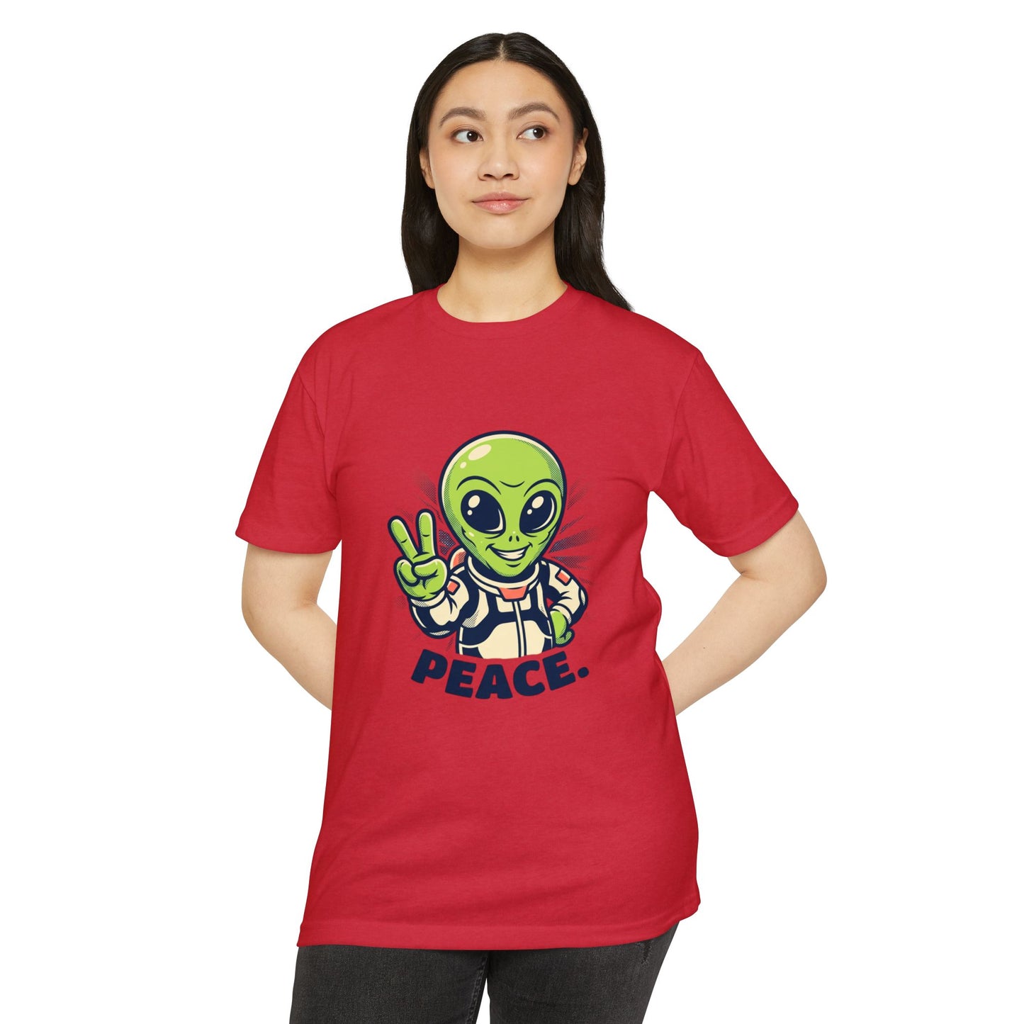 Alien Peace T-Shirt — Cute Green Astronaut Giving Peace Sign