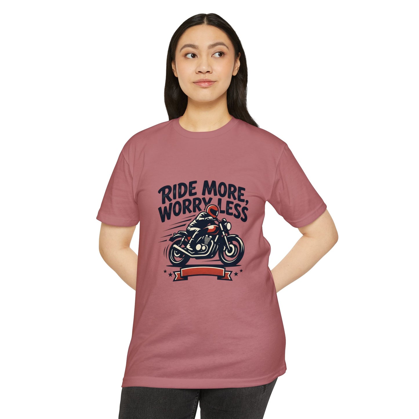 Ride More Worry Less Motorcycle T-Shirt — Biker Tee for Riders & Enthusiasts