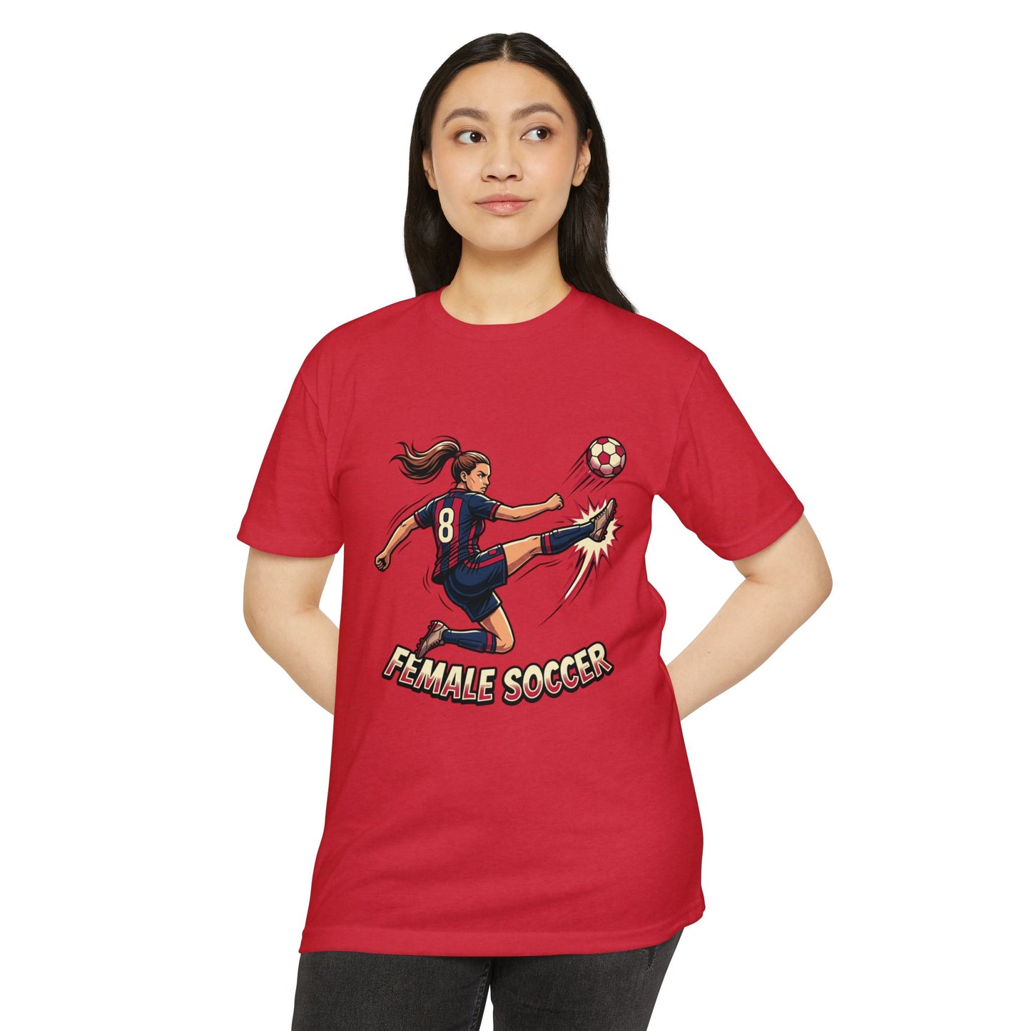 Female Soccer Player Graphic T-Shirt – Women’s Soccer Tee