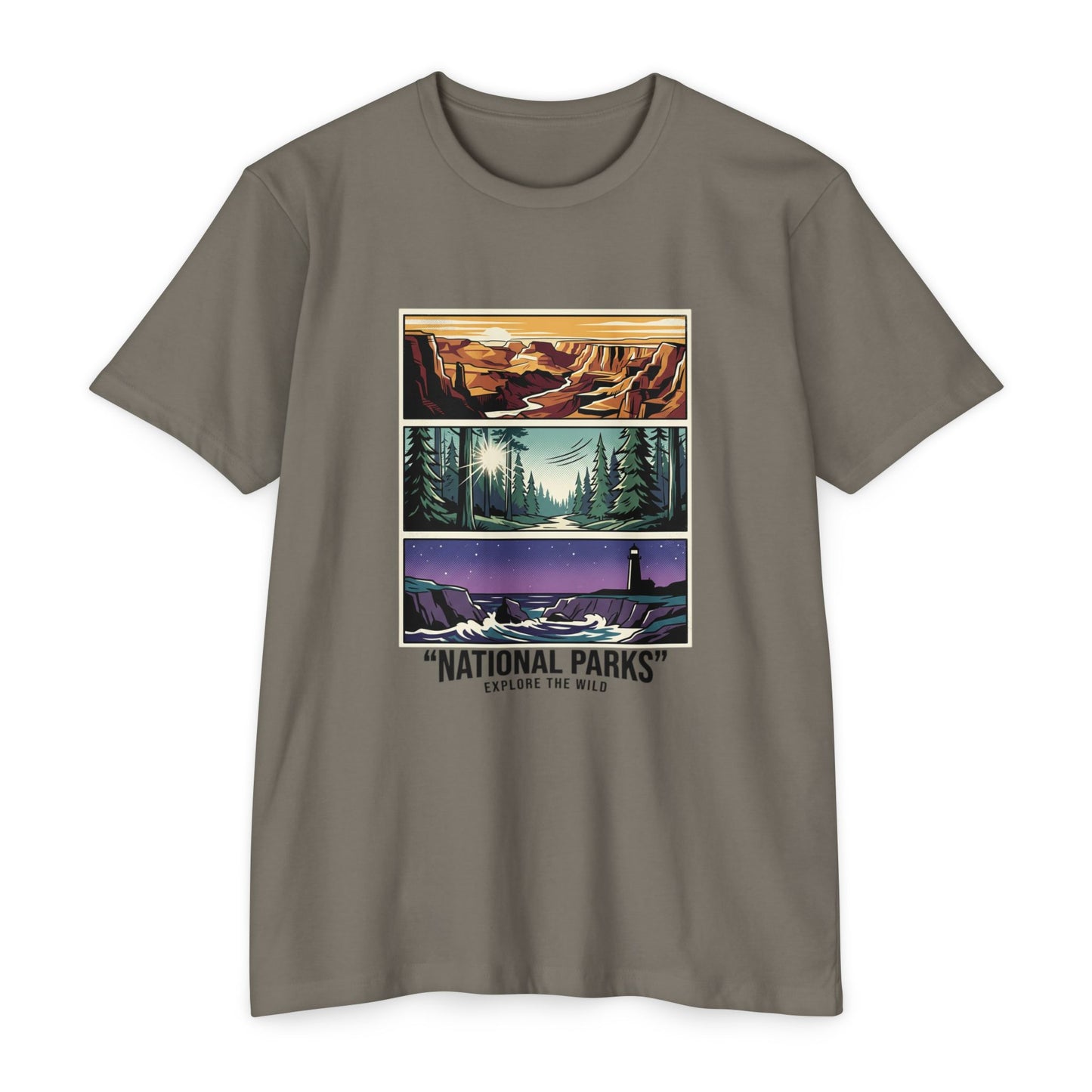 National Parks Scenic Panels T-Shirt — Explore the Wild Graphic Tee