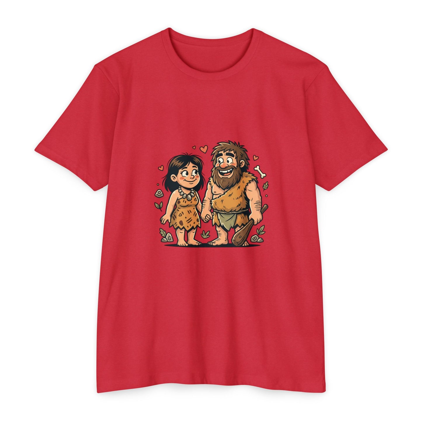 Caveman Couple Cartoon T-Shirt — Cute Prehistoric Love Graphic Tee