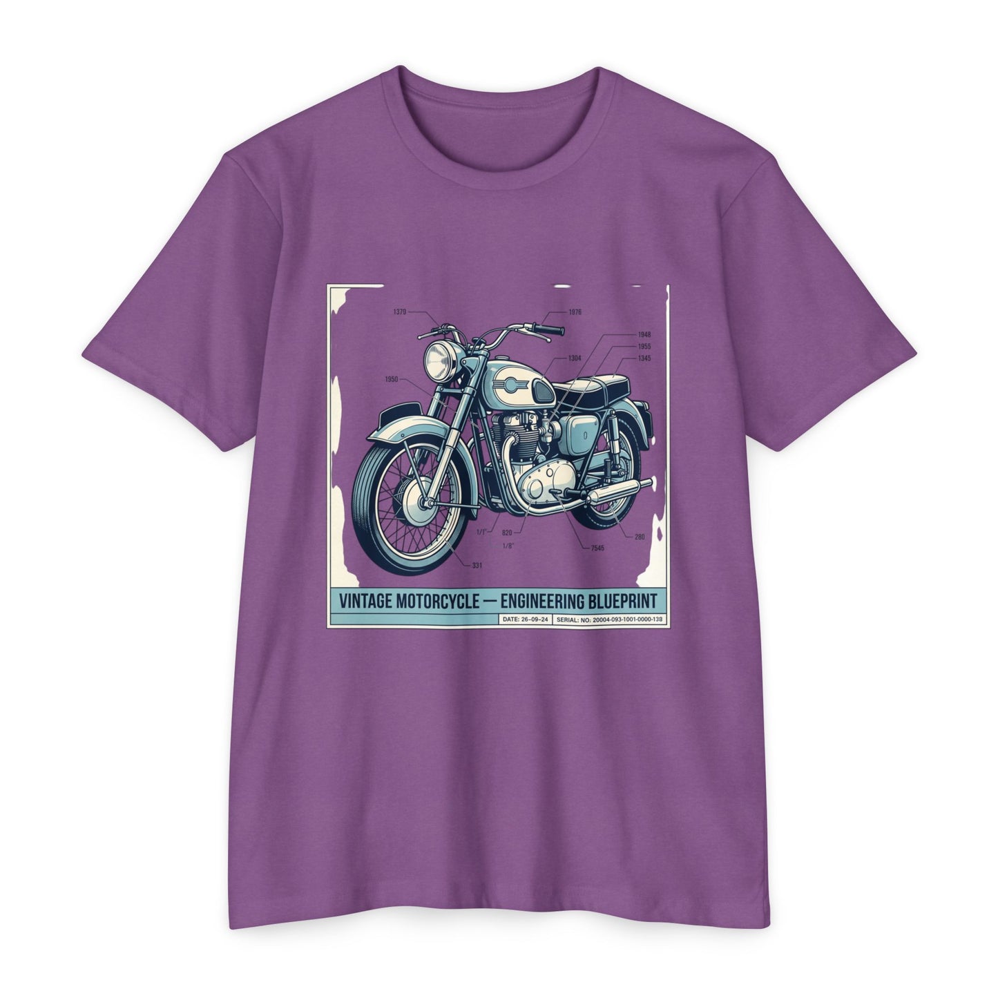 Vintage Motorcycle Blueprint T-Shirt — Classic Engineering Bike Tee