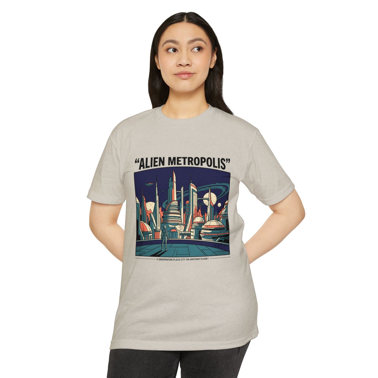 Alien Metropolis Retro Futuristic Sci‑Fi City T-Shirt