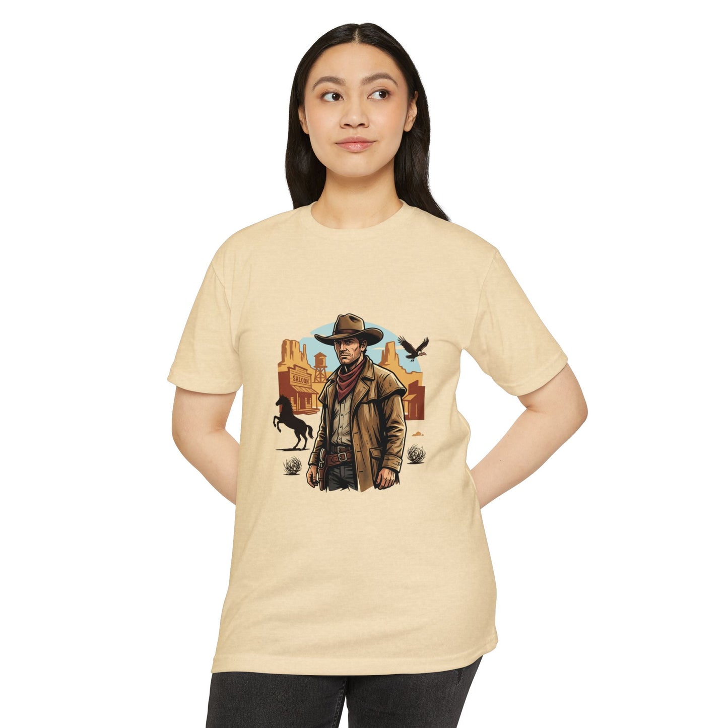 Western Cowboy Graphic T-Shirt — Desert Outlaw Illustration