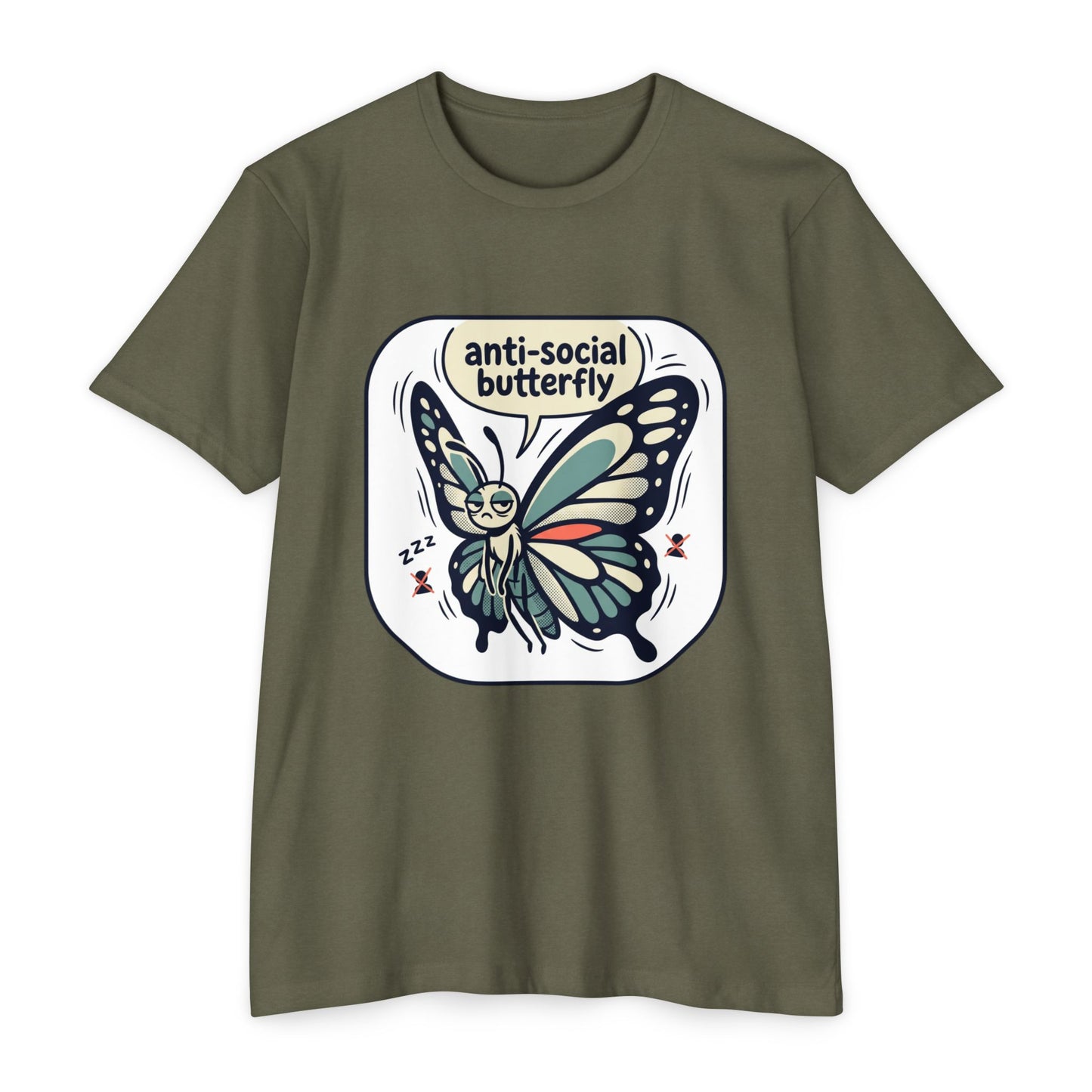 Anti-Social Butterfly T-Shirt — Cute Lazy Butterfly Graphic Tee