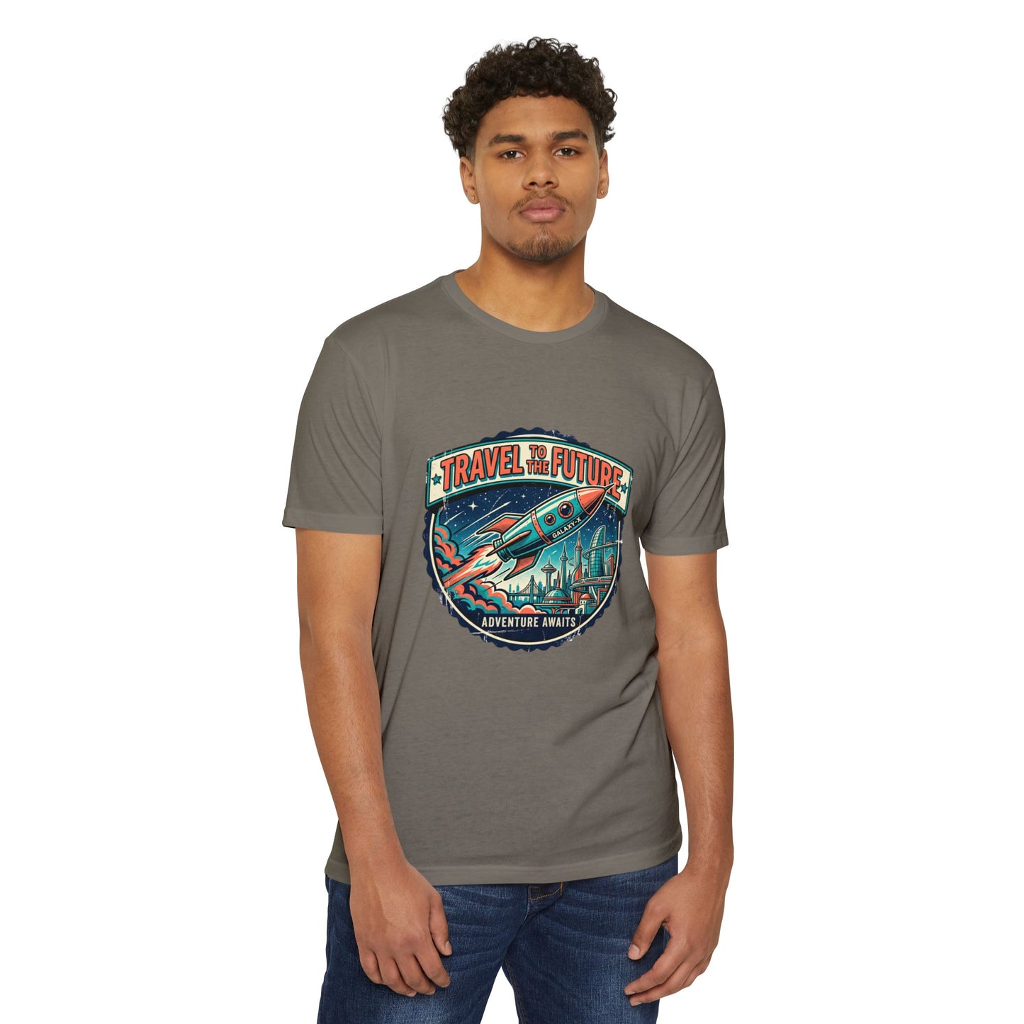 Travel the Future Rocket T-Shirt — Adventure Awaits Vintage Space Tee