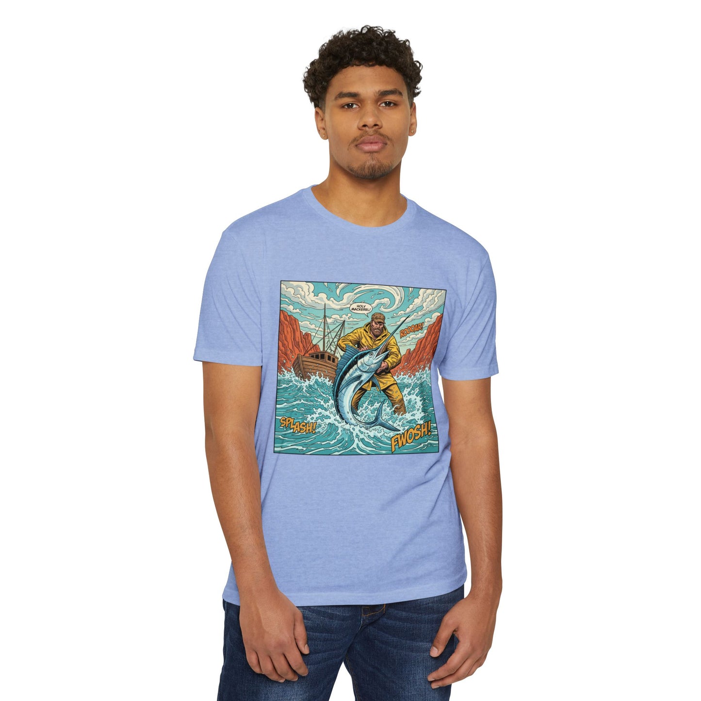 Retro Fisherman 'FWOSH' Fishing Graphic T-Shirt