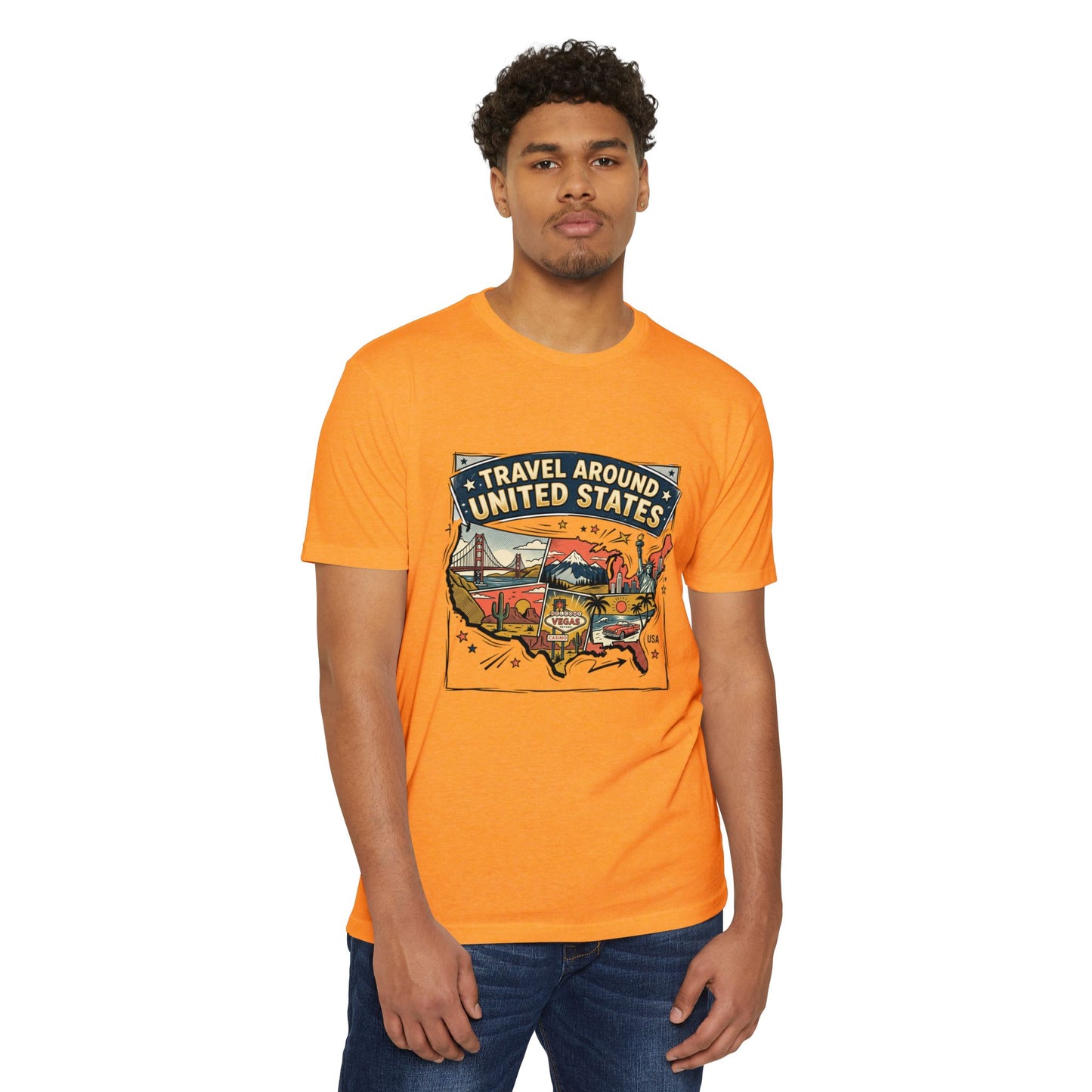 Vintage USA Road Trip Map T-Shirt — Travel Around United States Tee