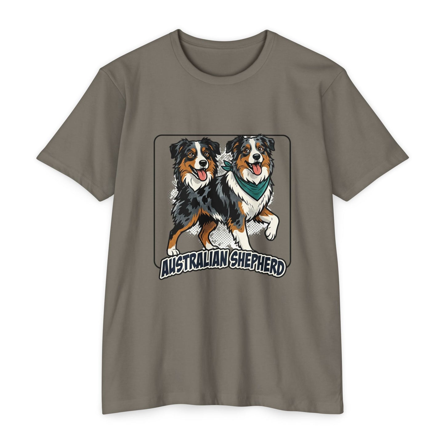 Australian Shepherd Graphic T‑Shirt — Playful Double Dog Illustration