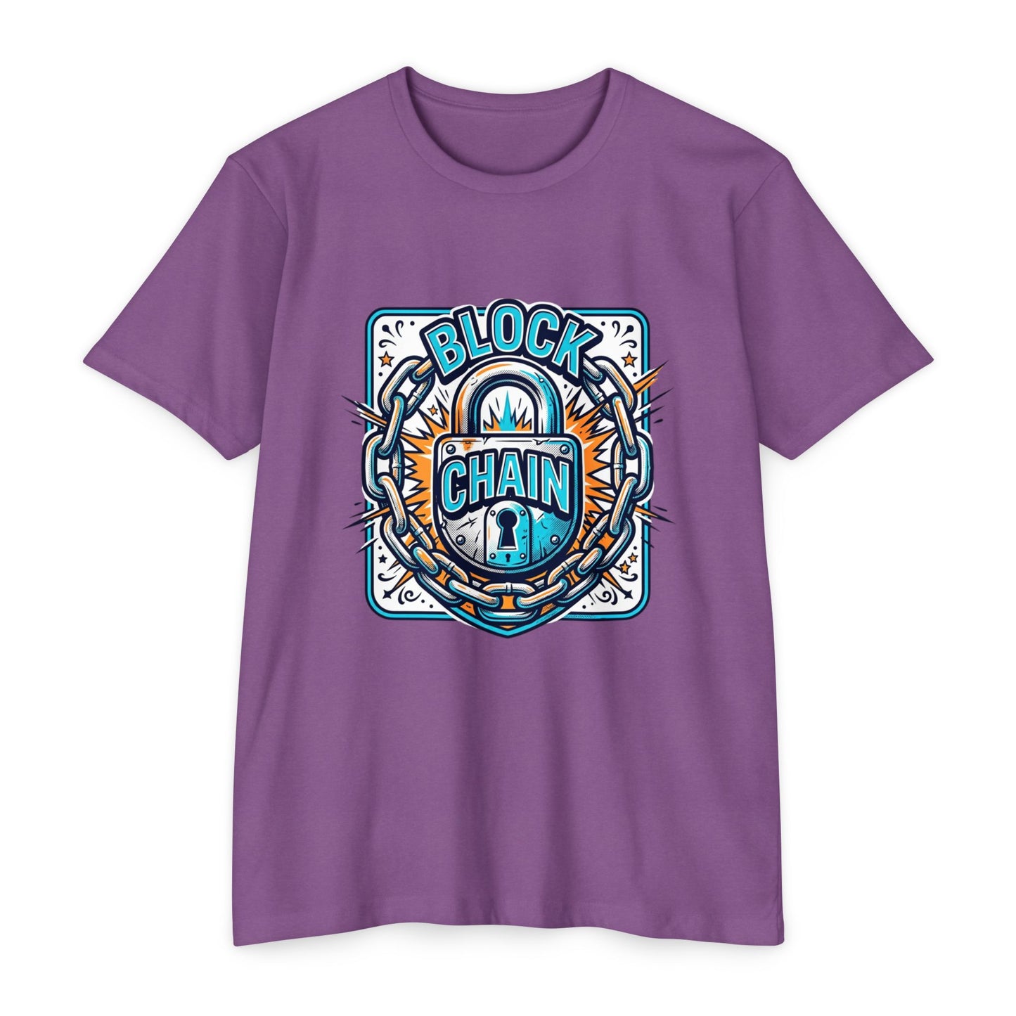 Camiseta Blockchain Shield — Camiseta retro con gráfico de candado y cadena de criptomonedas