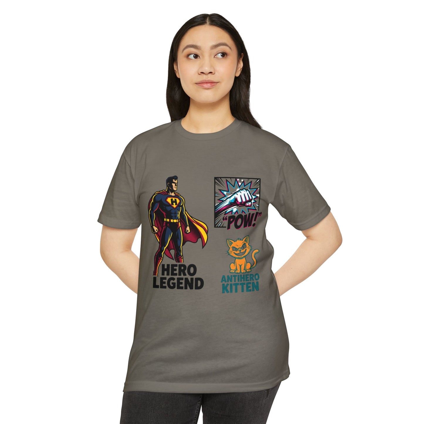 Hero Legend vs Antihero Kitten T-Shirt — Funny Comic Superhero Tee