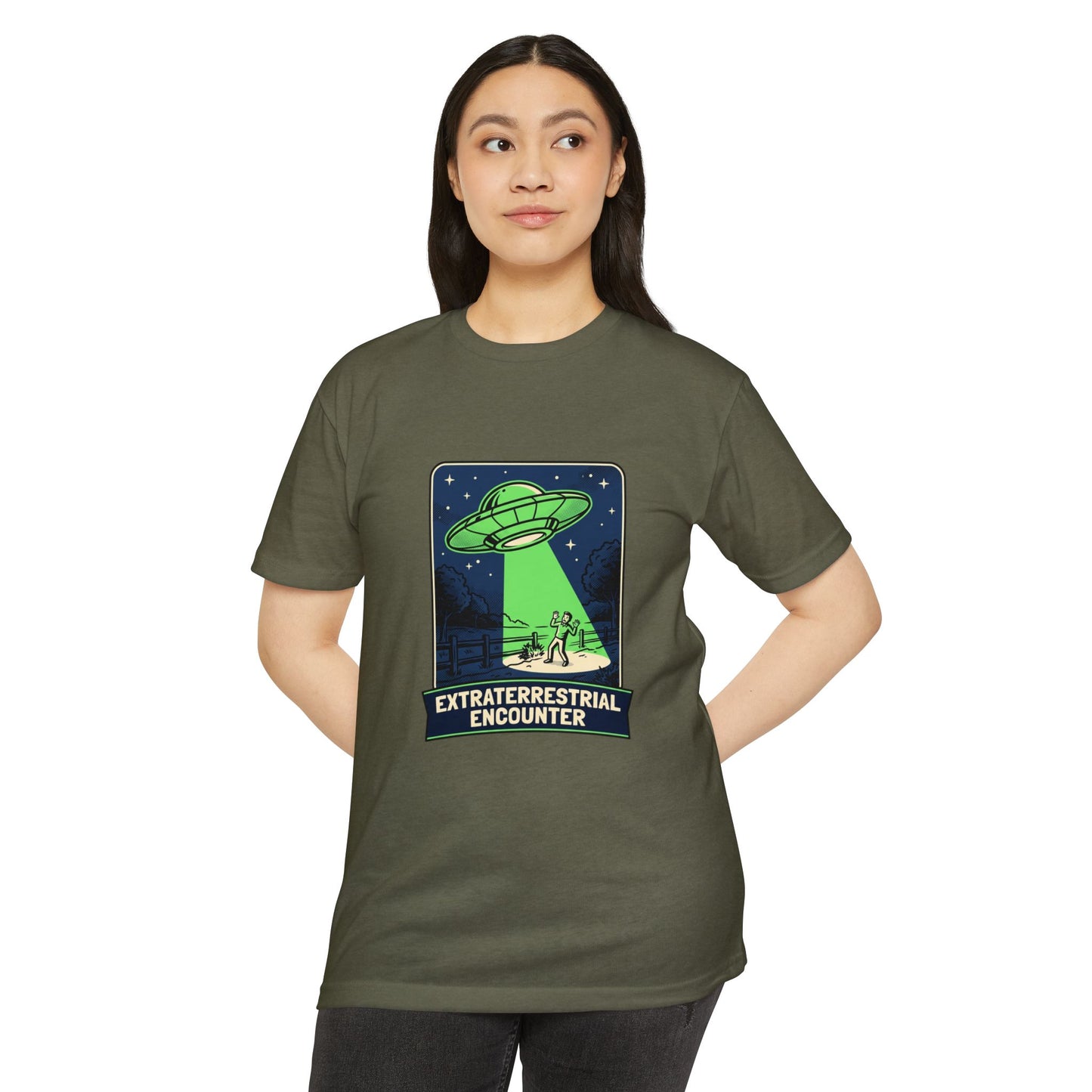 Alien Abduction T-Shirt — “Extraterrestrial Encounter” Vintage UFO Graphic