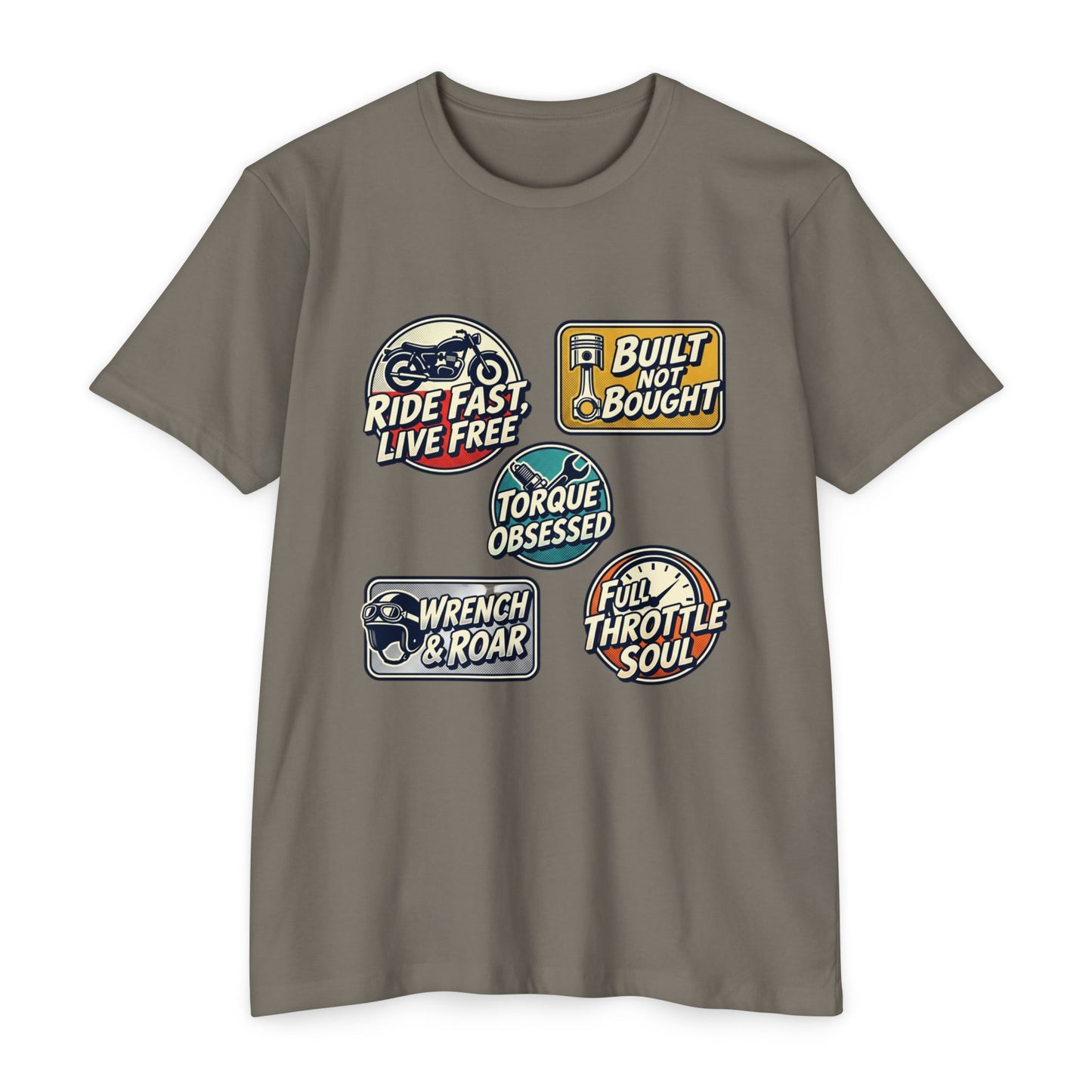 Built Not Bought Vintage Motorcycle Badge T-Shirt