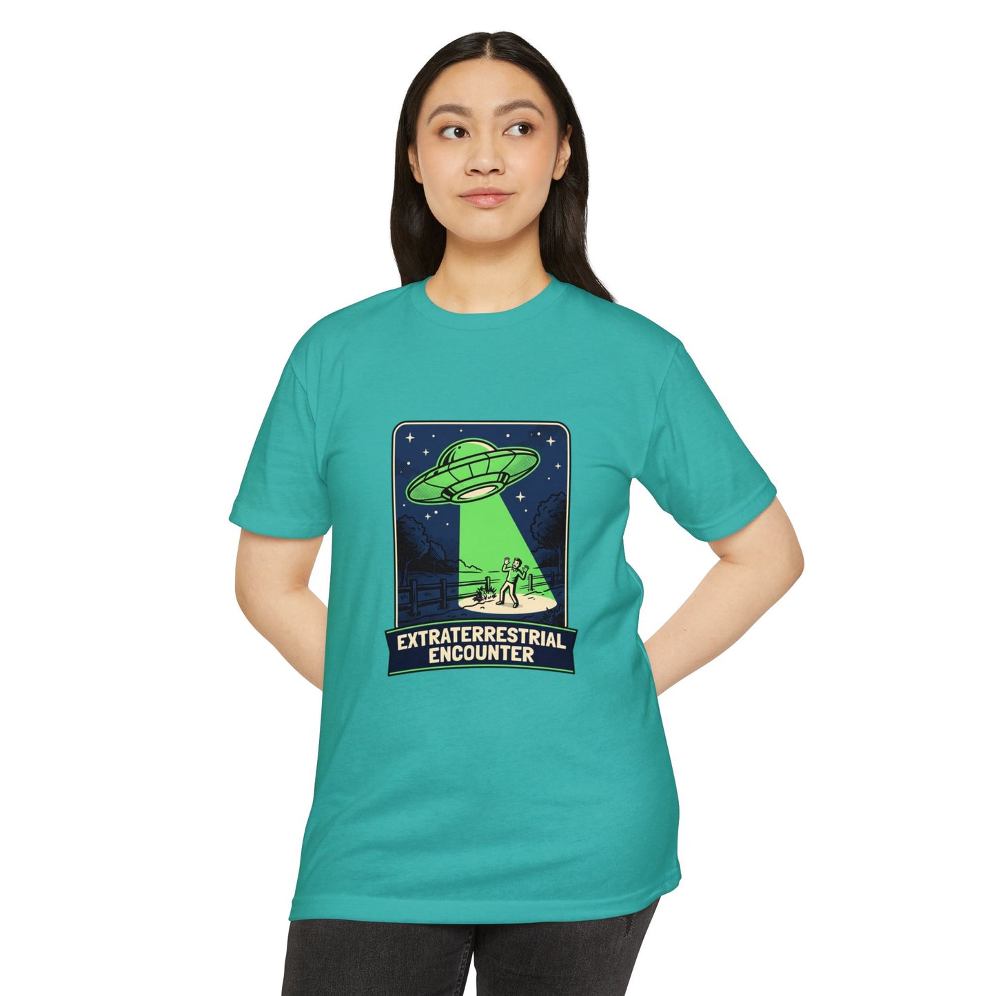 Alien Abduction T-Shirt — “Extraterrestrial Encounter” Vintage UFO Graphic