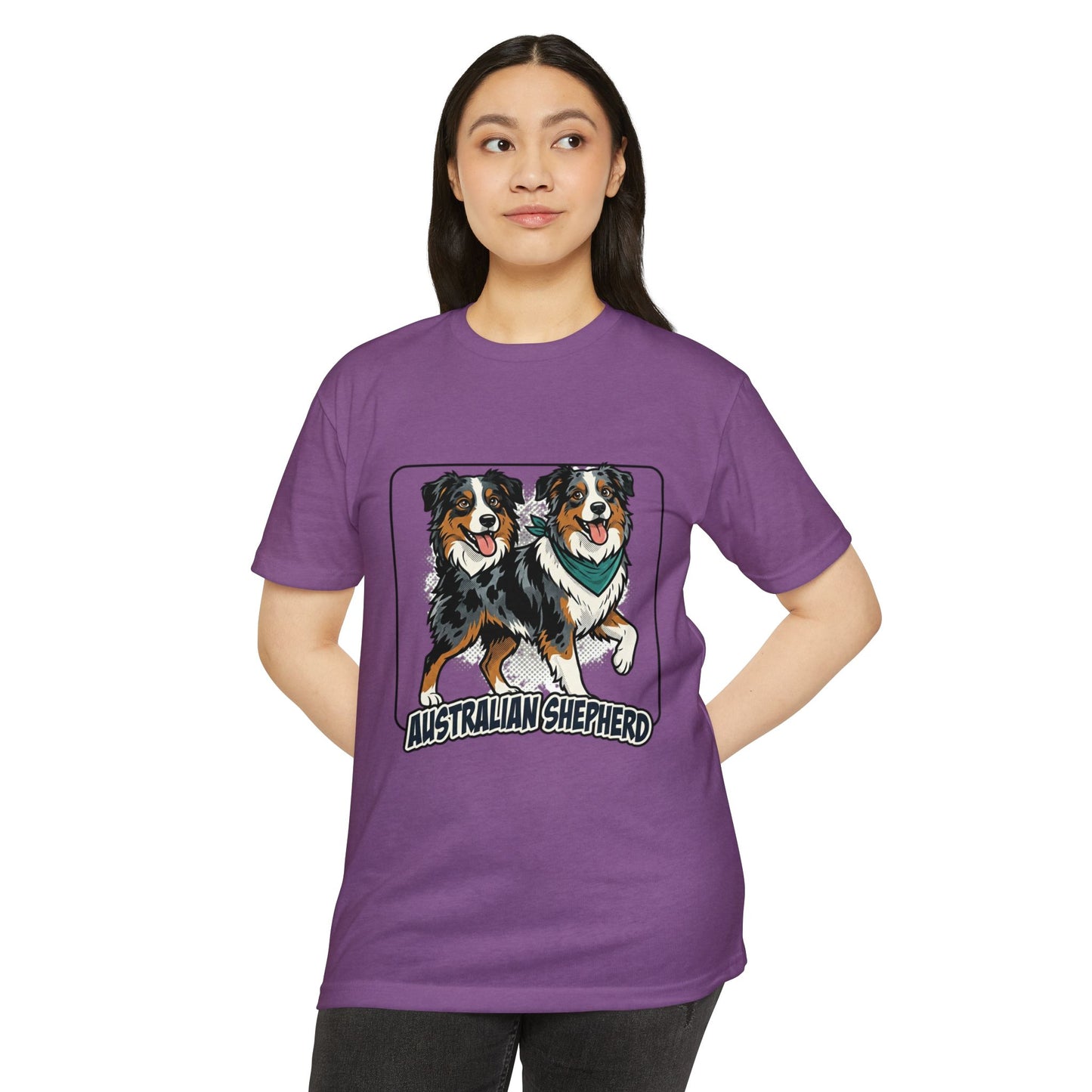Australian Shepherd Graphic T‑Shirt — Playful Double Dog Illustration